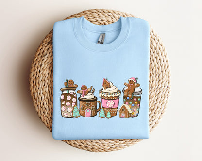 Gingerbread Christmas Coffee Sweatshirt, Christmas Coffee Sweater, Halloween Holiday Hoodie, Xmas Sweatshirt, Coffee Lover Gift Crewneck
