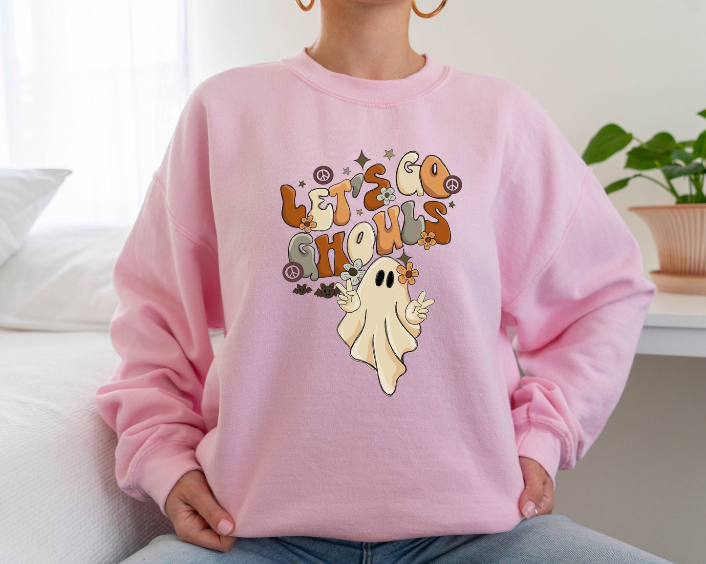 Lets Go Ghouls Sweatshirt, Vintage Halloween Sweater, Ghost Sweatshirt, Fall Sweater, Vintage Ghost Hoodie, Halloween Crewneck, Ghost Hoodie