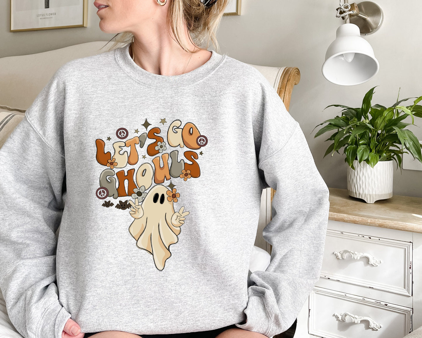 Lets Go Ghouls Sweatshirt, Vintage Halloween Sweater, Ghost Sweatshirt, Fall Sweater, Vintage Ghost Hoodie, Halloween Crewneck, Ghost Hoodie