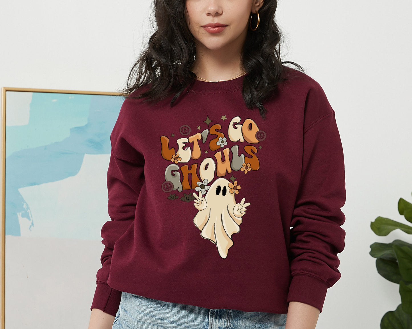Lets Go Ghouls Sweatshirt, Vintage Halloween Sweater, Ghost Sweatshirt, Fall Sweater, Vintage Ghost Hoodie, Halloween Crewneck, Ghost Hoodie