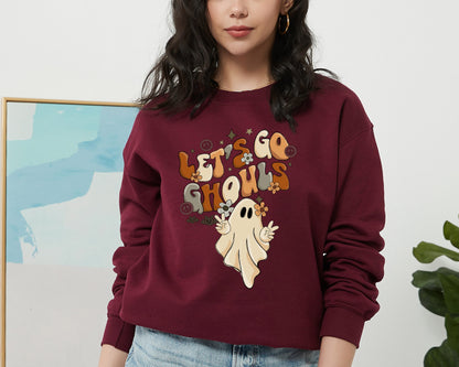 Lets Go Ghouls Sweatshirt, Vintage Halloween Sweater, Ghost Sweatshirt, Fall Sweater, Vintage Ghost Hoodie, Halloween Crewneck, Ghost Hoodie