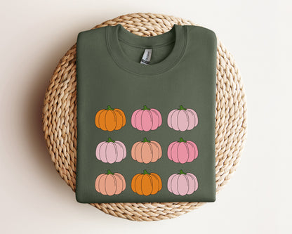 Pink Pumpkin Sweatshirt, Pumpkin Patch Hoodie, Halloween Sweatshirt, Fall Sweatshirt for Women, Retro Halloween Sweater, Pumpkin Sweatshirt