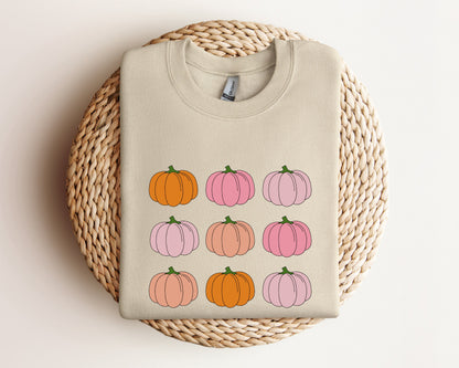 Pink Pumpkin Sweatshirt, Pumpkin Patch Hoodie, Halloween Sweatshirt, Fall Sweatshirt for Women, Retro Halloween Sweater, Pumpkin Sweatshirt