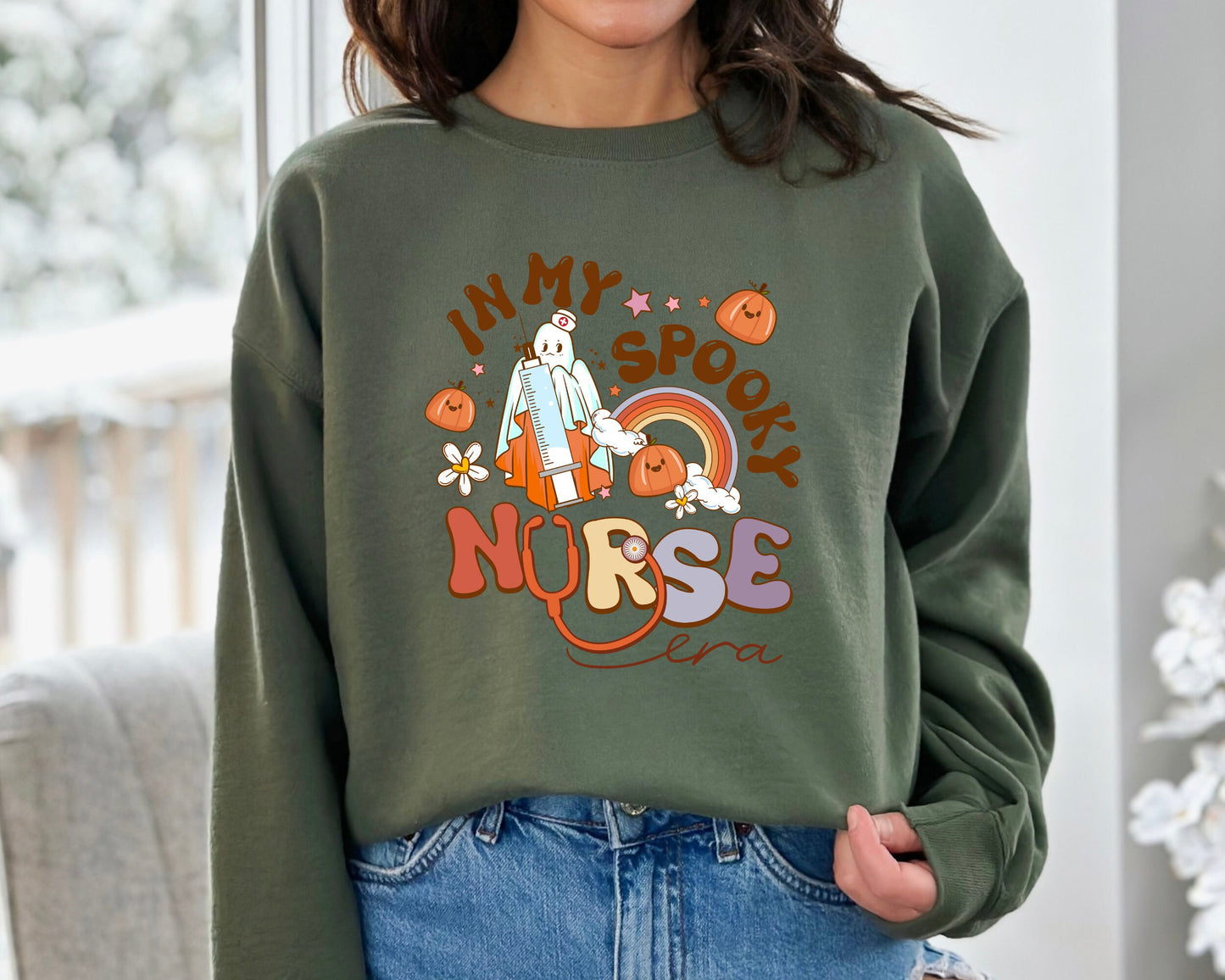 Spooky Nicu Nurse Halloween Ghost Sweatshirt, Spooky Nurse Hoodie, Spooky Halloween Nurse Life Hoodie, In My Spooky Nurse Era Sweatshirt