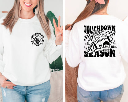 Touch Down Season Sweatshirt, Football Game Hoodie, Game Day Sweater, Football Sweatshirt, Football Crewneck, Retro Football Sweatshirt