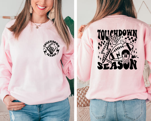 Touch Down Season Sweatshirt, Football Game Hoodie, Game Day Sweater, Football Sweatshirt, Football Crewneck, Retro Football Sweatshirt
