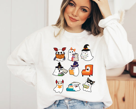 Ghost Reading Sweatshirt, Teacher Halloween Hoodie, Librarian Sweater, Book Lover Hoodie, Reading Sweatshirt, Halloween School Crewneck