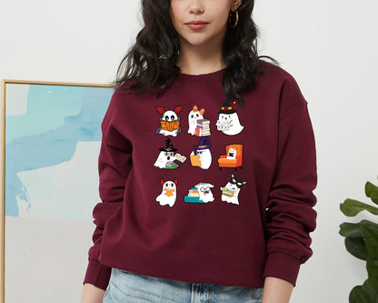 Ghost Reading Sweatshirt, Teacher Halloween Hoodie, Librarian Sweater, Book Lover Hoodie, Reading Sweatshirt, Halloween School Crewneck