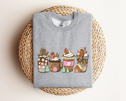 Gingerbread Christmas Coffee Sweatshirt, Christmas Coffee Sweater, Halloween Holiday Hoodie, Xmas Sweatshirt, Coffee Lover Gift Crewneck