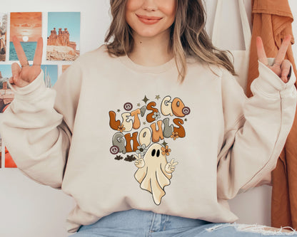 Lets Go Ghouls Sweatshirt, Vintage Halloween Sweater, Ghost Sweatshirt, Fall Sweater, Vintage Ghost Hoodie, Halloween Crewneck, Ghost Hoodie