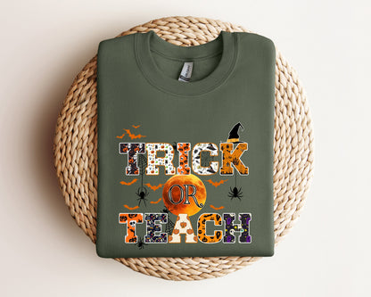 Trick or Teach Sweater, Halloween Teacher Sweatshirt, Spooky Teacher Gift, Funny Halloween, Fall Teacher Hoodie, Teacher Gift Sweatshirt