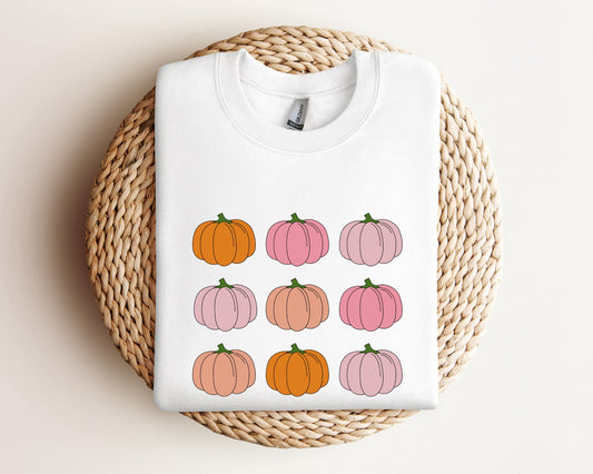 Pink Pumpkin Sweatshirt, Pumpkin Patch Hoodie, Halloween Sweatshirt, Fall Sweatshirt for Women, Retro Halloween Sweater, Pumpkin Sweatshirt