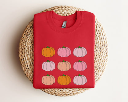 Pink Pumpkin Sweatshirt, Pumpkin Patch Hoodie, Halloween Sweatshirt, Fall Sweatshirt for Women, Retro Halloween Sweater, Pumpkin Sweatshirt