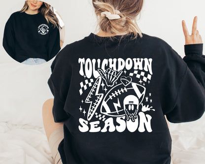 Touch Down Season Sweatshirt, Football Game Hoodie, Game Day Sweater, Football Sweatshirt, Football Crewneck, Retro Football Sweatshirt