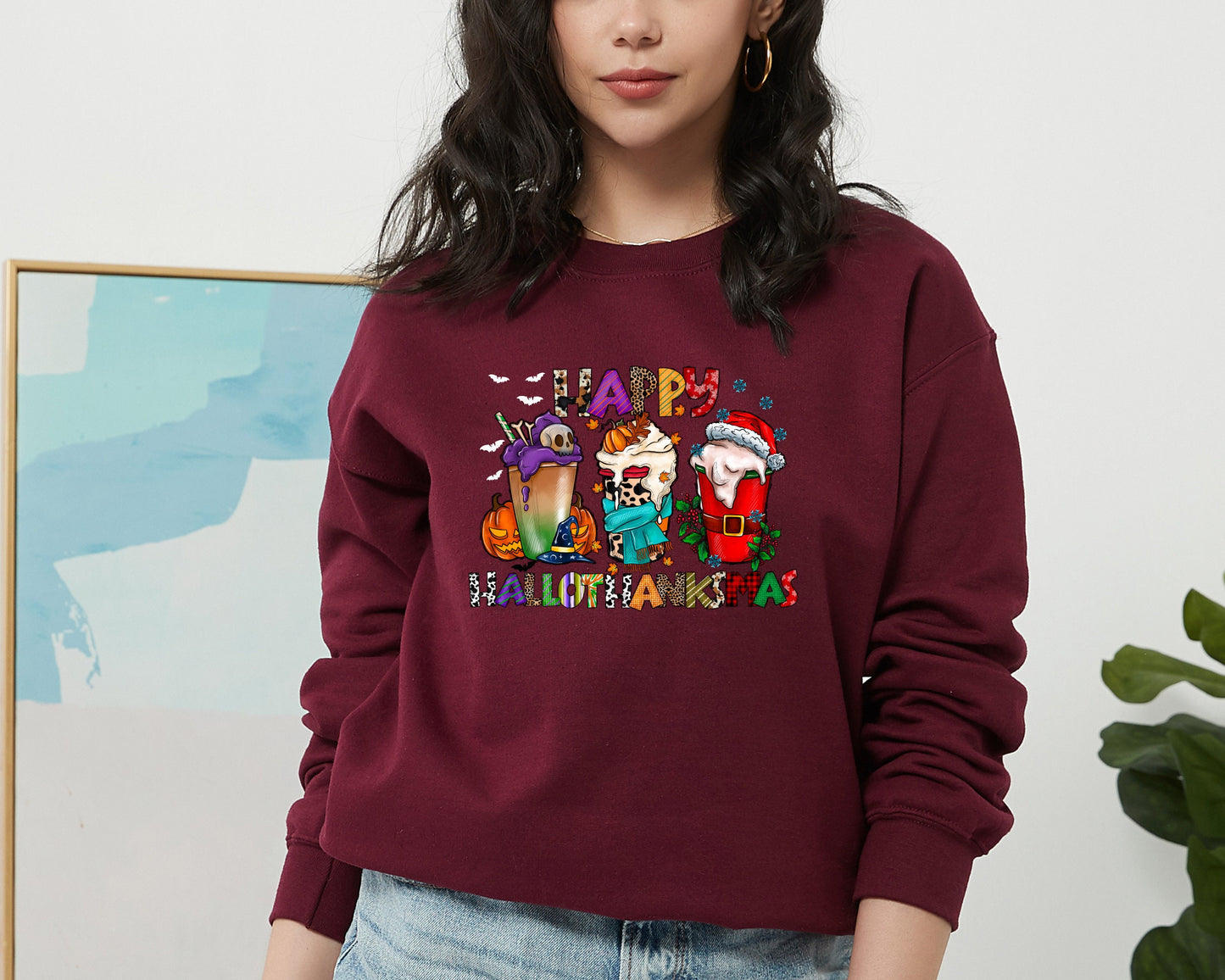 HalloThanksMas Sweatshirt, Holiday Sweater, Halloween Hoodie, Thanksgiving Sweater, Christmas Hoodie, Holiday Season Gift,  Holiday Season