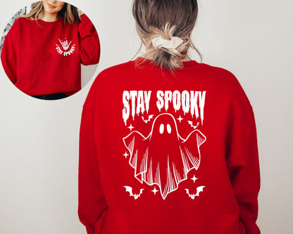 Stay Spooky Sweatshirt, Halloween Ghost Hoodie, Witch Sweater, Fall Hoodie, Spooky Season Skeleton Hands Hoodie, Funny Halloween Sweatshirt