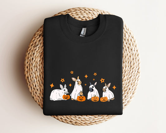 Cute Rabbit Ghost Halloween Sweatshirt, Ghost Bunny Sweater, Halloween Vibes Hoodie, Spooky Season, Spooky Rabbit Sweater, Halloween Gift