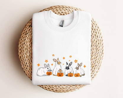 Cute Rabbit Ghost Halloween Sweatshirt, Ghost Bunny Sweater, Halloween Vibes Hoodie, Spooky Season, Spooky Rabbit Sweater, Halloween Gift