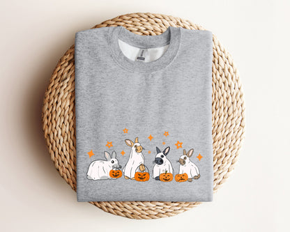 Cute Rabbit Ghost Halloween Sweatshirt, Ghost Bunny Sweater, Halloween Vibes Hoodie, Spooky Season, Spooky Rabbit Sweater, Halloween Gift