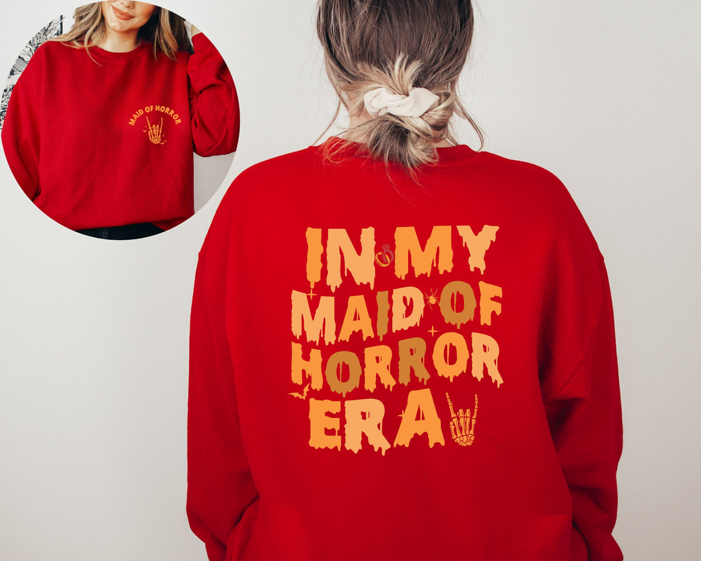 In My Maid Of Horror Era Sweatshirt, Maid Of Honor Sweater, Halloween Bridesmaid Hoodie, Halloween Bachelorette Sweater, Wedding Crewneck