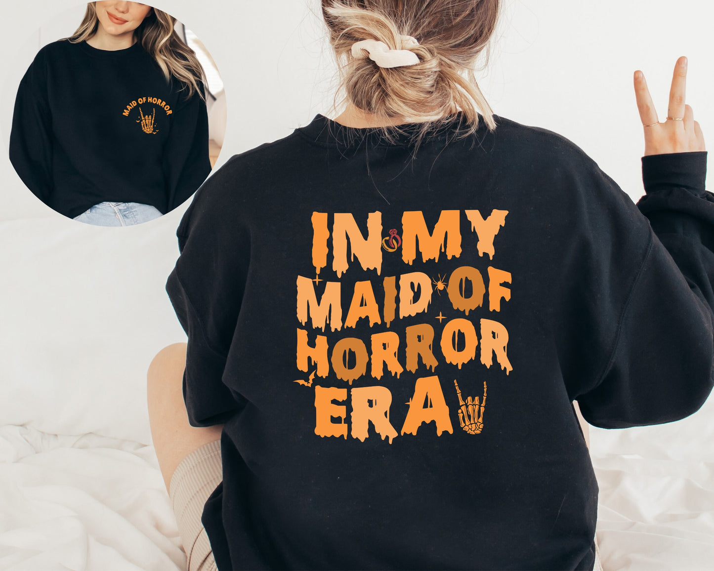 In My Maid Of Horror Era Sweatshirt, Maid Of Honor Sweater, Halloween Bridesmaid Hoodie, Halloween Bachelorette Sweater, Wedding Crewneck