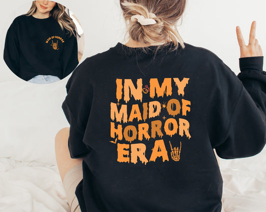 In My Maid Of Horror Era Sweatshirt, Maid Of Honor Sweater, Halloween Bridesmaid Hoodie, Halloween Bachelorette Sweater, Wedding Crewneck