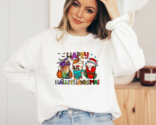 HalloThanksMas Sweatshirt, Holiday Sweater, Halloween Hoodie, Thanksgiving Sweater, Christmas Hoodie, Holiday Season Gift,  Holiday Season