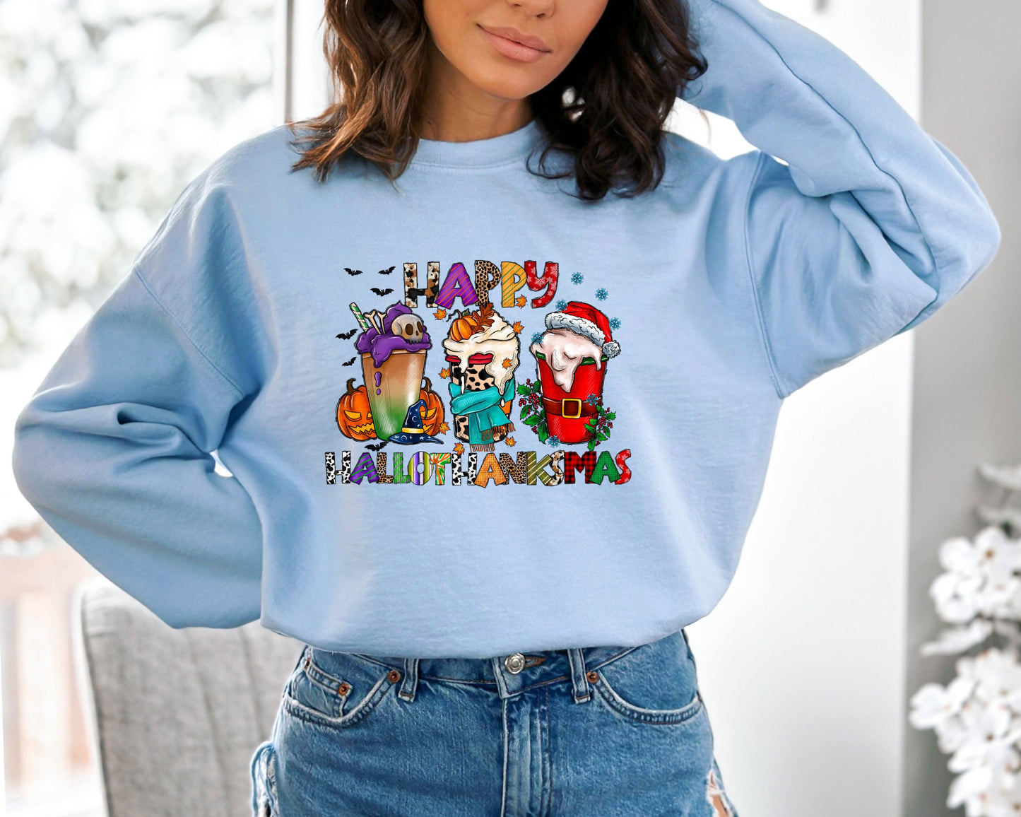 HalloThanksMas Sweatshirt, Holiday Sweater, Halloween Hoodie, Thanksgiving Sweater, Christmas Hoodie, Holiday Season Gift,  Holiday Season