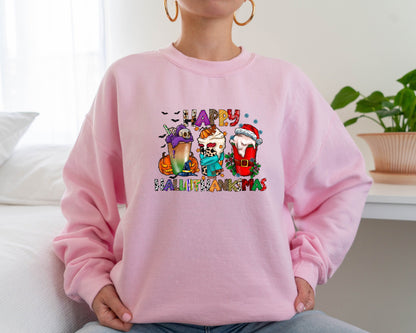 HalloThanksMas Sweatshirt, Holiday Sweater, Halloween Hoodie, Thanksgiving Sweater, Christmas Hoodie, Holiday Season Gift,  Holiday Season