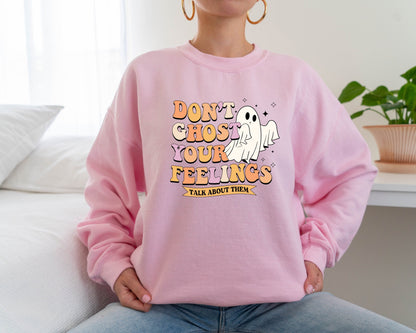 Halloween Mental Health Sweatshirt, Feel Your Feelings Sweater, Halloween Hoodie, Trendy Halloween Ghost Sweater, Mental Health Awareness