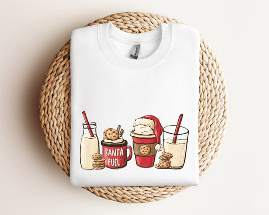 Santa Fuel Sweatshirt, Christmas Milk and Cookies, Christmas Latte Hoodie, Cute Christmas Sweater, Funny Christmas Gifts, Family Xmas Hoodie