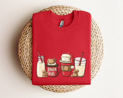 Santa Fuel Sweatshirt, Christmas Milk and Cookies, Christmas Latte Hoodie, Cute Christmas Sweater, Funny Christmas Gifts, Family Xmas Hoodie