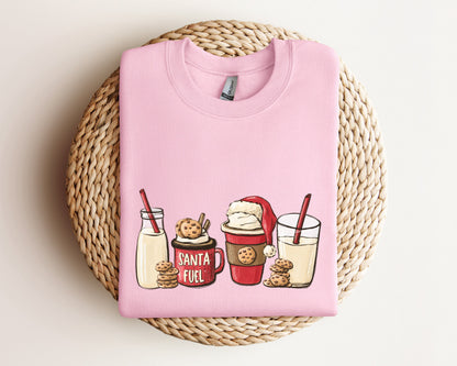 Santa Fuel Sweatshirt, Christmas Milk and Cookies, Christmas Latte Hoodie, Cute Christmas Sweater, Funny Christmas Gifts, Family Xmas Hoodie