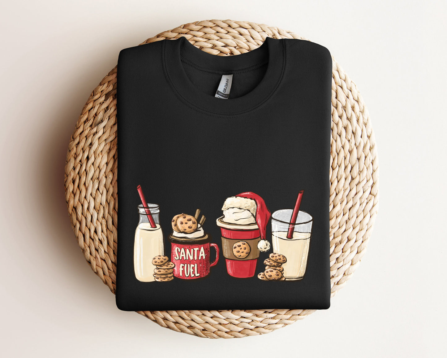 Santa Fuel Sweatshirt, Christmas Milk and Cookies, Christmas Latte Hoodie, Cute Christmas Sweater, Funny Christmas Gifts, Family Xmas Hoodie