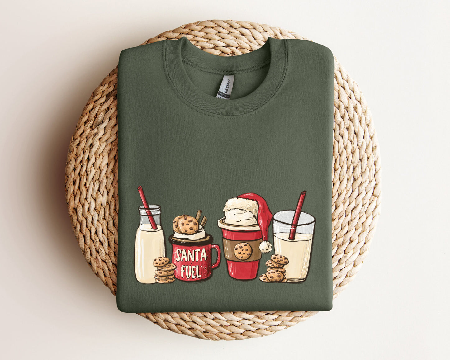 Santa Fuel Sweatshirt, Christmas Milk and Cookies, Christmas Latte Hoodie, Cute Christmas Sweater, Funny Christmas Gifts, Family Xmas Hoodie