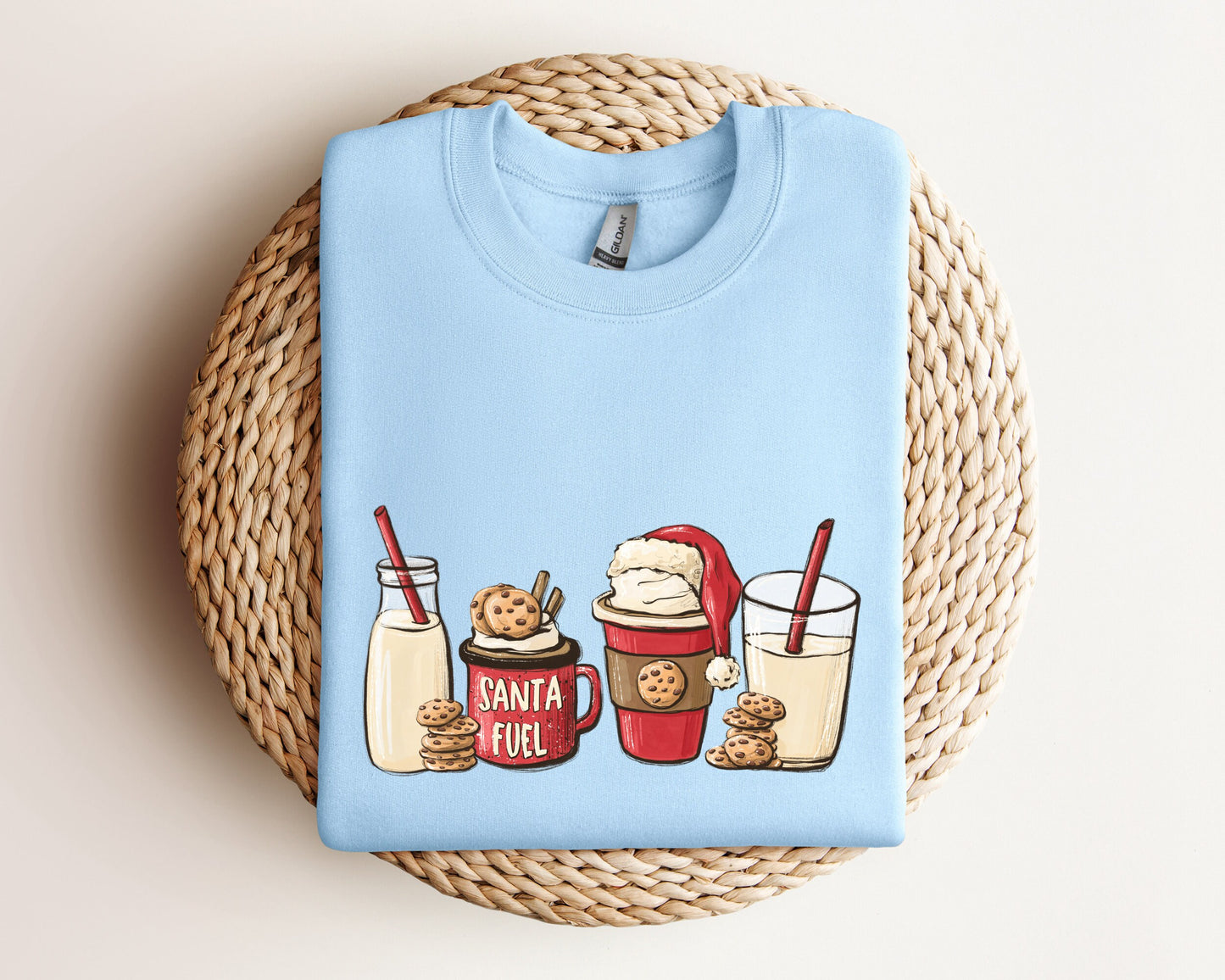 Santa Fuel Sweatshirt, Christmas Milk and Cookies, Christmas Latte Hoodie, Cute Christmas Sweater, Funny Christmas Gifts, Family Xmas Hoodie