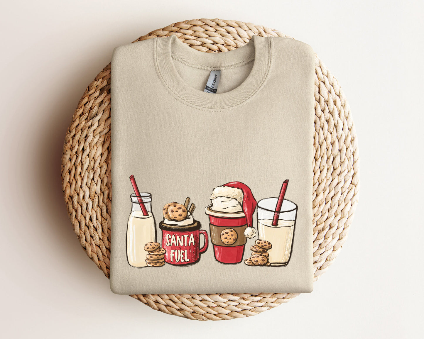 Santa Fuel Sweatshirt, Christmas Milk and Cookies, Christmas Latte Hoodie, Cute Christmas Sweater, Funny Christmas Gifts, Family Xmas Hoodie