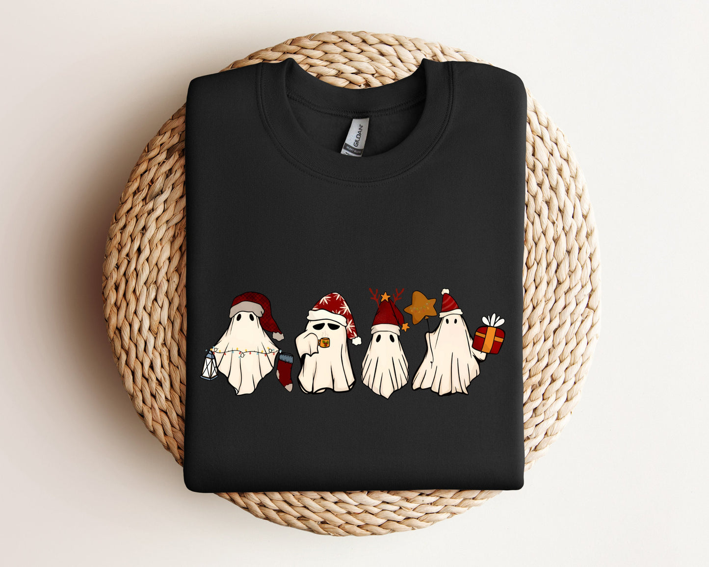 Retro Ghost Santa Sweatshirt, Christmas Ghosts Hoodie, Christmas Gifts, Cute Ghost Sweater, Christmas Gifts, Santa Claus Ghost Sweatshirt