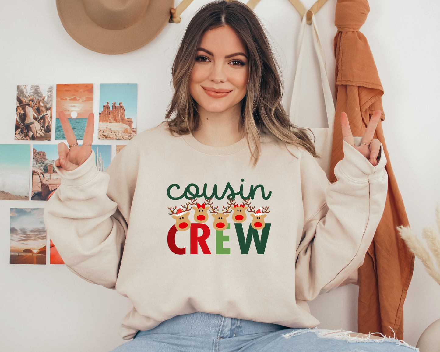Christmas Cousin Crew Matching Sweatshirt, Family Matching Hoodie, Christmas Matching Sweater, Funny Christmas Reindeers Family Crewneck