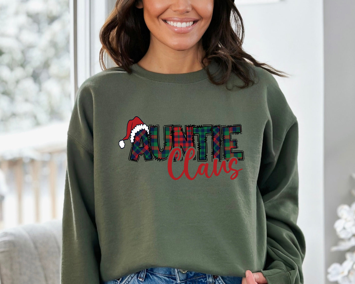 Santa Auntie Claus Sweatshirt, Christmas Matching Hoodie, Auntie Christmas Sweatshirt, Merry Christmas Sweatshirt, Christmas Gift Crewneck