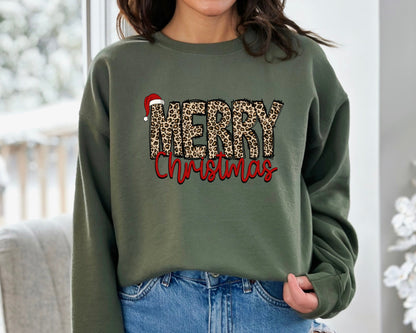 Buffalo Plaid Christmas Sweatshirt, Merry Christmas Hoodie, Christmas Family, Christmas Gift Crewneck, Holiday Gift, Leopard Sweater