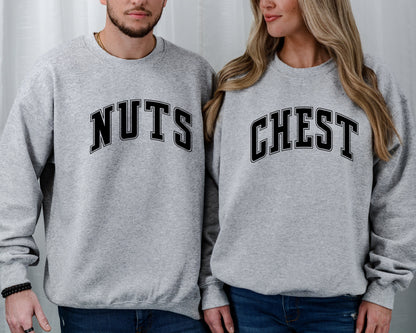 Chest And Nuts Couples Christmas Sweatshirt, Funny Christmas Sweater, Couple Christmas Hoodies, Christmas Humor Sweater,Holiday Sweatershirt