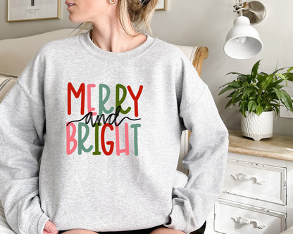 Merry and Bright Sweatshirt, Christmas Hoodie, Family Christmas Sweatshirt, Christmas Sweatshirts for Women, Merry Christmas Sweatshirt