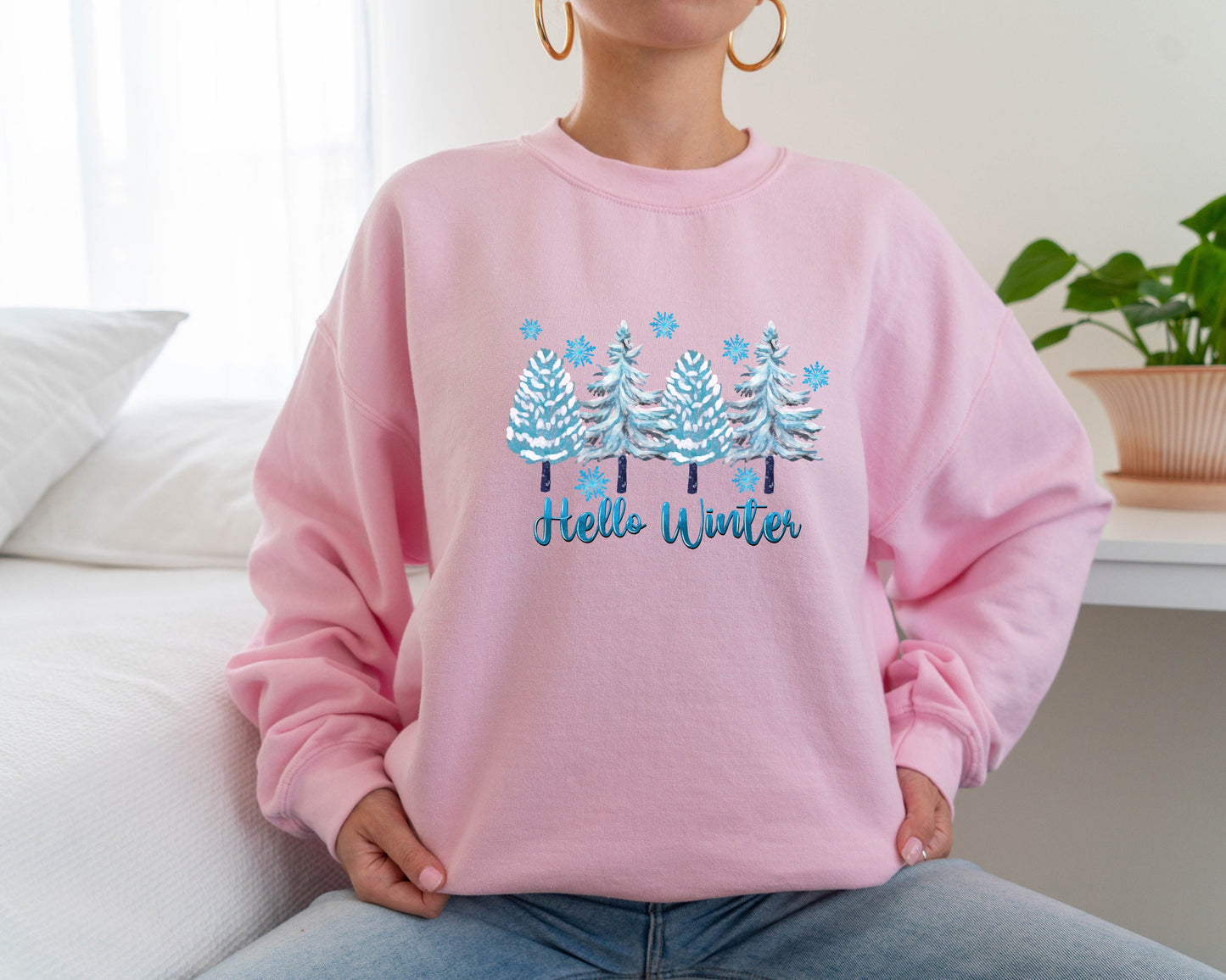 Hello Winter Sweatshirt, Winter Hoodie, Cute Winter, Women Winter Sweater, Winter Sweater, Christmas Gift, Gift for Christmas, Hello Winter