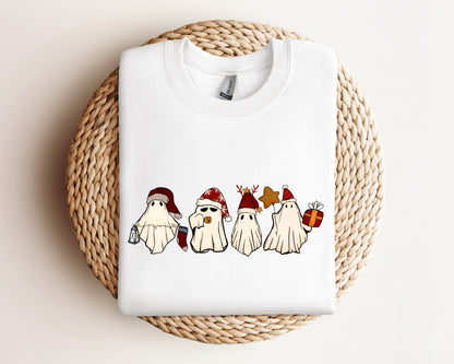 Retro Ghost Santa Sweatshirt, Christmas Ghosts Hoodie, Christmas Gifts, Cute Ghost Sweater, Christmas Gifts, Santa Claus Ghost Sweatshirt