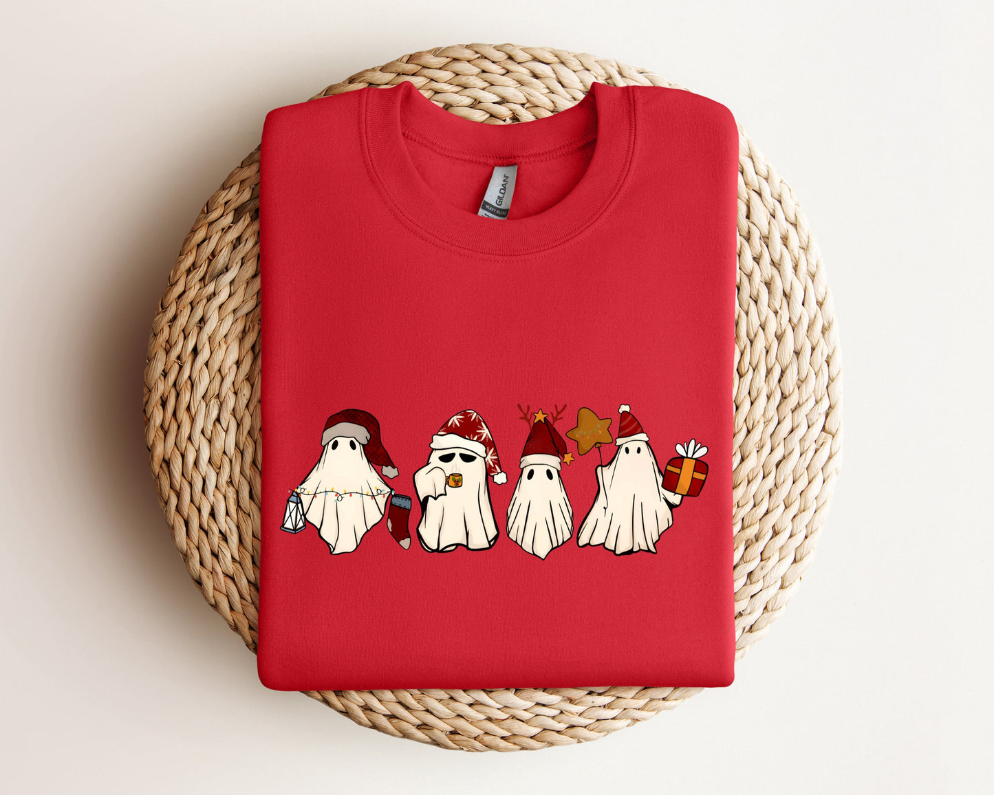 Retro Ghost Santa Sweatshirt, Christmas Ghosts Hoodie, Christmas Gifts, Cute Ghost Sweater, Christmas Gifts, Santa Claus Ghost Sweatshirt