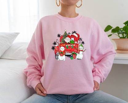 Christmas Sweatshirt for Women, Christmas Truck Hoodie, Christmas Sweater, Cute Christmas Hoodie, Christmas Santa Sweatshirt, Merry Crewneck