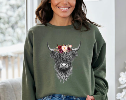 Highland Cow Sweatshirt, Country Hoodie, Western Sweatshirt, Highland Cow Hoodie, Highland Cow Sweatshirt, Western Clothes, Farm Sweater