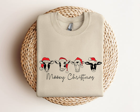 Сute Christmas Cows Sweatshirt, Mooey Christmas Sweater, Funny Christmas Cow Hoodie, Christmas Heifer Sweater, Highland Cow Sweatshirt
