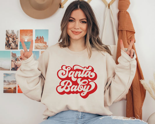 Santa Baby Sweatshirt, Christmas Pregnancy Sweatshirt, Baby Announcement Hoodie, Christmas Maternity, New Mom Sweater, Pregnant Santa Baby